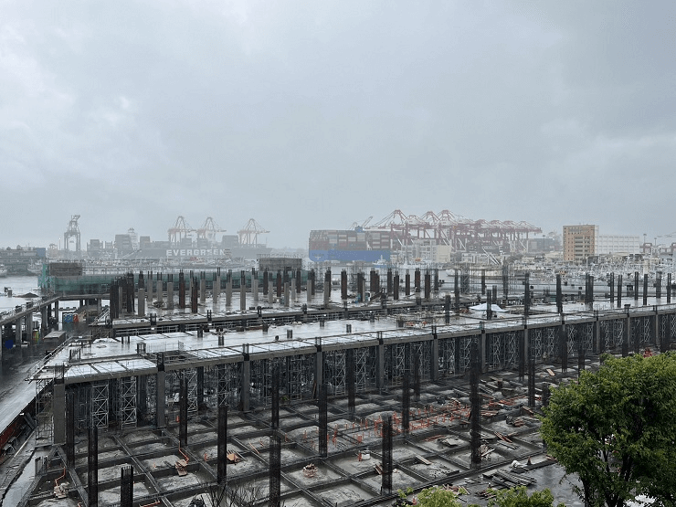 多功能水產運銷中心導入預鑄工法,預計明年4月完工。< 圖/營建署提供 >