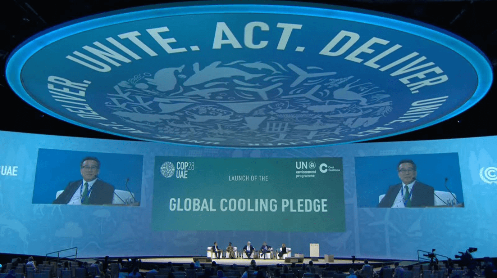 COP28峰會共有60國家簽署「全球冷卻」行動承諾，減少熱浪帶來的致命風險。< 圖片來源 / 截自COP28 UAE影片>